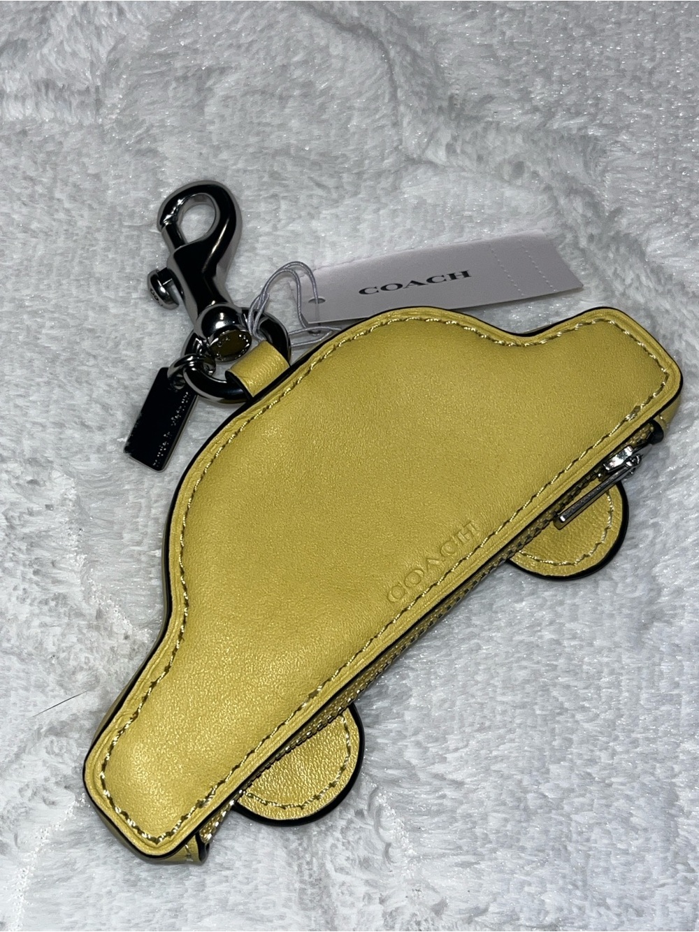 Coach NWT! Yellow Taxi Car Leather Coin Purse Bag Charm Key Chain - Picture 7 of 13